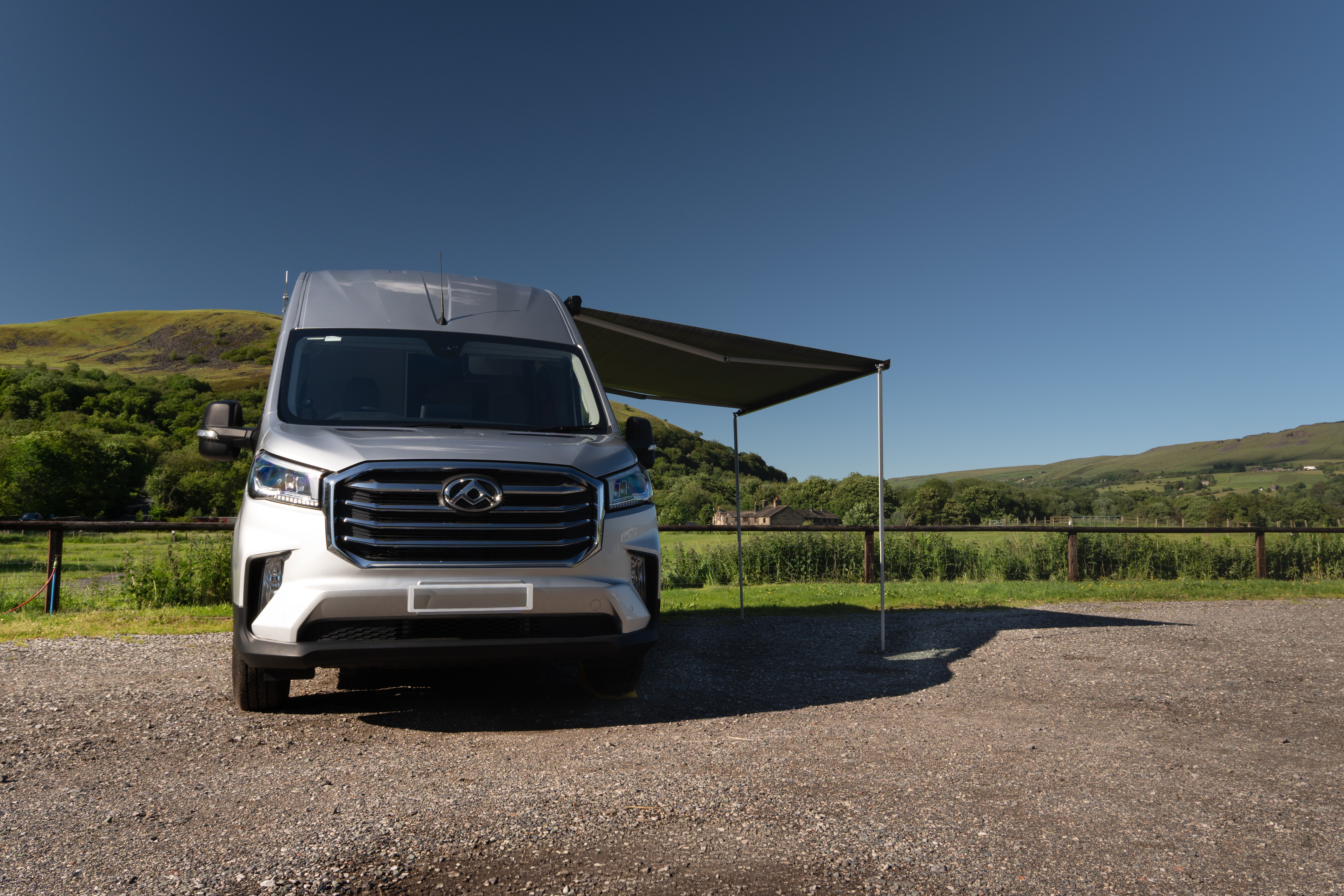 Motorhome with awning at Well-i-Hole Farm