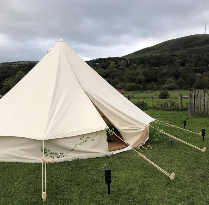 Bell tent exterior at Well-i-Hole Farm